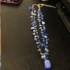 Purple blue stone and silver necklace worn once